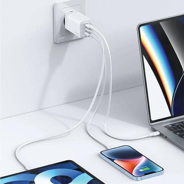 USAMS Φορτιστής δικτύου 2xUSB-C+1xUSB 65W (μόνο κεφαλή) GaN PD3.0 +QC3.0 Γρήγορη φόρτιση μαύρος - Image 5