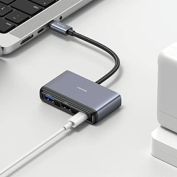 USAMS αντάπτορας HUB 4w1 2xUSB 2.0/USB 3.0/ USB-C γκρι - Image 5