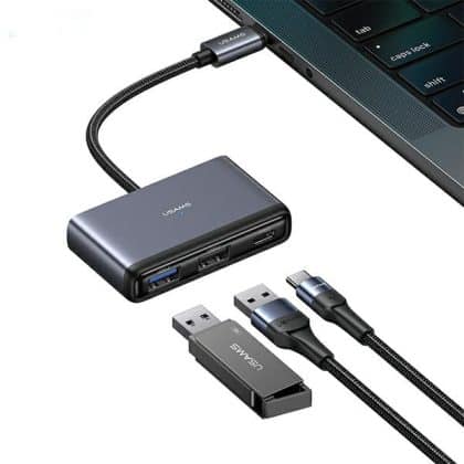 USAMS αντάπτορας HUB 5w1 USB 2.0/USB 3.0/ USB-C/TF/SD γκρι/dark grey SJ628HUB01 (US-SJ628)