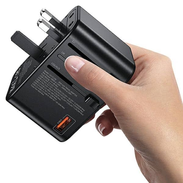 USAMS προσαρμογέας δικτύου 1xUSB+2xUSB-C T62 65W 4w1 US/AU/EU/UK μαύρος/black - Image 4