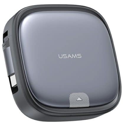 USAMS Καλώδιο επεκτεινόμενο 3 σε 1 με κουτί MicroUSB/USB-C/Lightning 60W ατσάλινο/οξειδωμένο