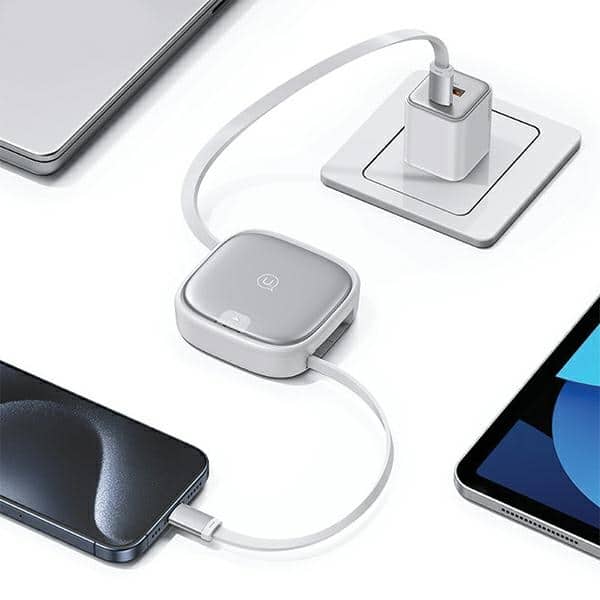 USAMS Καλώδιο επεκτεινόμενο 3 σε 1 με κουτί MicroUSB/USB-C/Lightning 60W ατσάλινο/οξειδωμένο - Image 5
