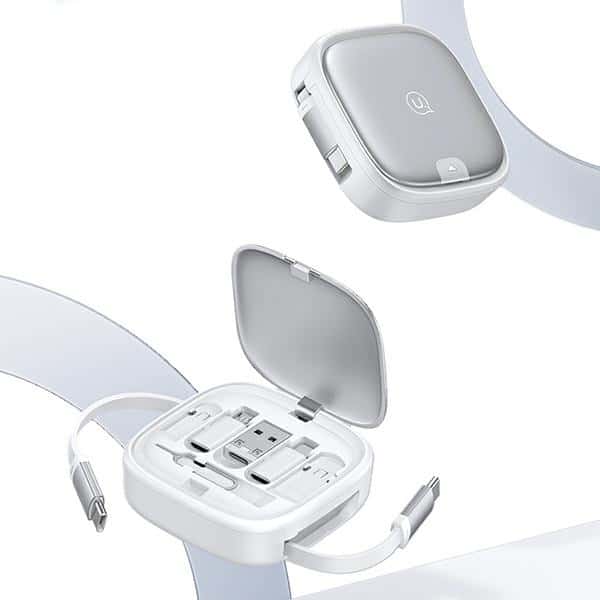 USAMS Καλώδιο επεκτεινόμενο 3 σε 1 με κουτί MicroUSB/USB-C/Lightning 60W ασημί - Image 3