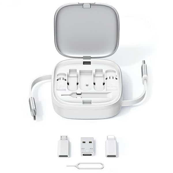 USAMS Καλώδιο επεκτεινόμενο 3 σε 1 με κουτί MicroUSB/USB-C/Lightning 60W ασημί - Image 6