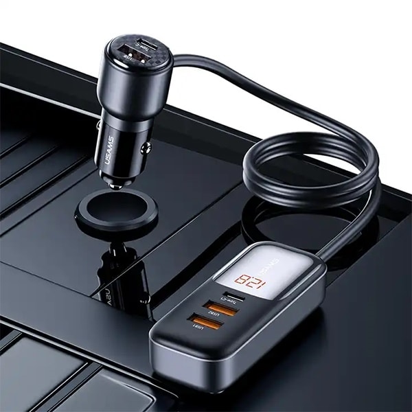 USAMS Φορτιστής αυτοκινήτου C40 3xUSB+2xUSB-C 165W PD+QC Γρήγορη φόρτιση μαύρος - Image 2