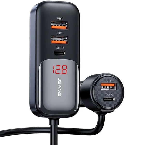 USAMS Φορτιστής αυτοκινήτου C40 3xUSB+2xUSB-C 165W PD+QC Γρήγορη φόρτιση μαύρος - Image 3