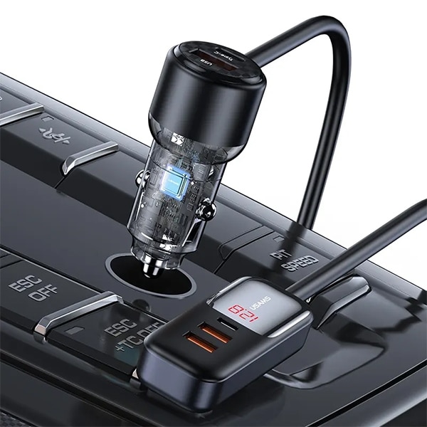 USAMS Φορτιστής αυτοκινήτου C40 3xUSB+2xUSB-C 165W PD+QC Γρήγορη φόρτιση μαύρος - Image 4