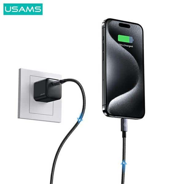 USAMS Καλώδιο USB-C σε Lightning 30W 0,25m Γρήγορη φόρτιση ατσάλινο/οξειδωμένο - Image 2