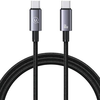 USAMS Καλώδιο USB-C σε USB-C 60W 1,2m Γρήγορη φόρτιση ατσάλινο/ματ SJ661USB01 (US-SJ661)