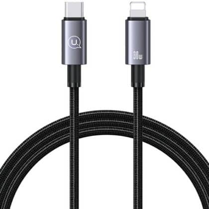 USAMS Καλώδιο USB-C σε Lightning 30W 1,2m Γρήγορη φόρτιση ατσάλινο/οξειδωμένο