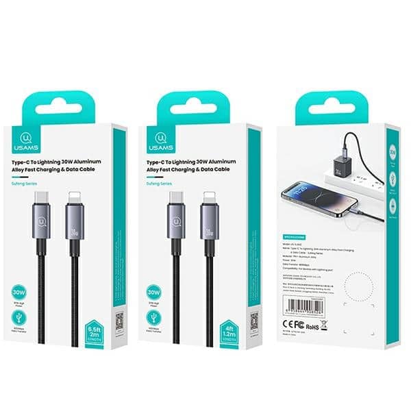 USAMS Καλώδιο USB-C σε Lightning 30W 1,2m Γρήγορη φόρτιση ατσάλινο/οξειδωμένο - Image 3