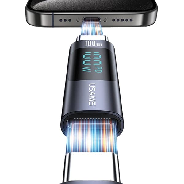 USAMS αντάπτορας AU18 USB-C - USB-C ψηφιακή οθόνη 100W ατσάλι/αλουμίνιο - Image 4