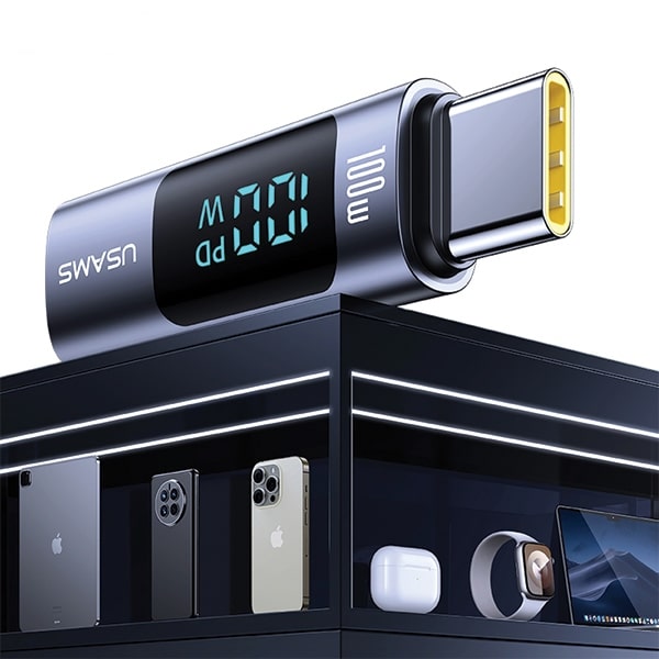 USAMS αντάπτορας AU18 USB-C - USB-C ψηφιακή οθόνη 100W ατσάλι/αλουμίνιο - Image 6