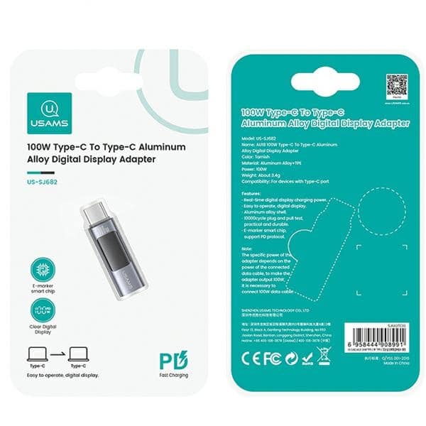 USAMS αντάπτορας AU18 USB-C - USB-C ψηφιακή οθόνη 100W ατσάλι/αλουμίνιο - Image 8