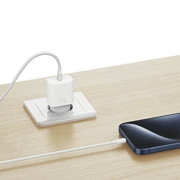 USAMS Φορτιστής δικτύου 1xUSB-C T65 PD20W (μόνο κεφαλή) PD Γρήγορη φόρτιση λευκό - Image 2