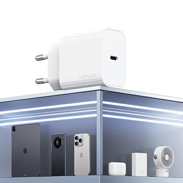 USAMS Φορτιστής δικτύου 1xUSB-C T65 PD20W (μόνο κεφαλή) PD Γρήγορη φόρτιση λευκό - Image 3