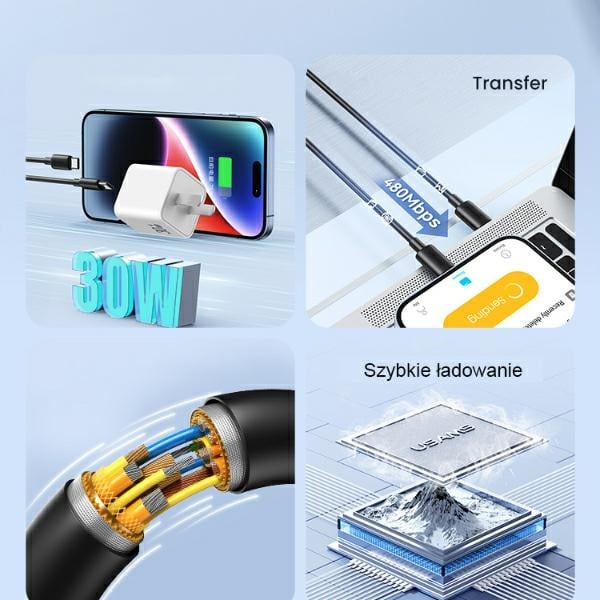 USAMS Καλώδιο USB-C σε USB-C 60W 1m Γρήγορης Φόρτισης YD Series μαύρο - Image 2
