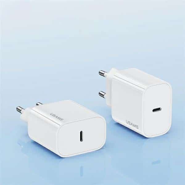 USAMS Φορτιστής δικτύου 1xUSB-C T65 PD20W PD Γρήγορη φόρτιση US-CC226 + καλώδιο USB-C/USB-C US-SJ711 60W λευκό - Image 8