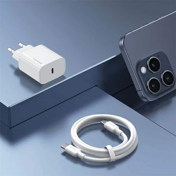 USAMS Φορτιστής δικτύου 1xUSB-C T65 PD20W PD Γρήγορη φόρτιση US-CC226 + καλώδιο USB-C/USB-C US-SJ711 60W λευκό - Image 7
