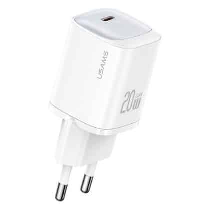 USAMS Φορτιστής δικτύου CC248 20W GaN USB-C Γρήγορης Φόρτισης HC Series λευκός/white CC248TC02