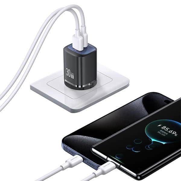 USAMS Φορτιστής δικτύου CC254 30W GaN USB-C/USB-A Γρήγορης Φόρτισης HC Series μαύρος - Image 4