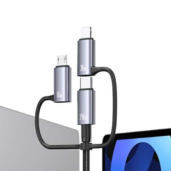USAMS Καλώδιο 6w1 Γρήγορης φόρτισης 240W 1,2m Δεδομένων Ψηφιακή οθόνη Αλουμινίου Σειρά Sufeng (SJ737) - Image 4