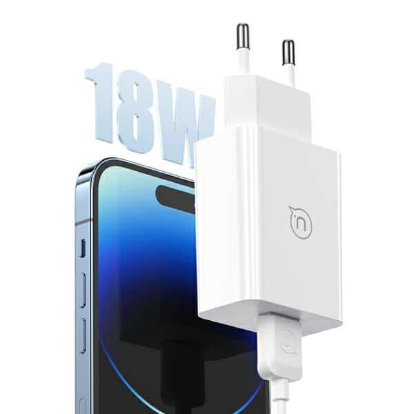 USAMS Φορτιστής δικτύου 18W + καλώδιο Lightning/USB-A Γρήγορης Φόρτισης λευκό - Image 3
