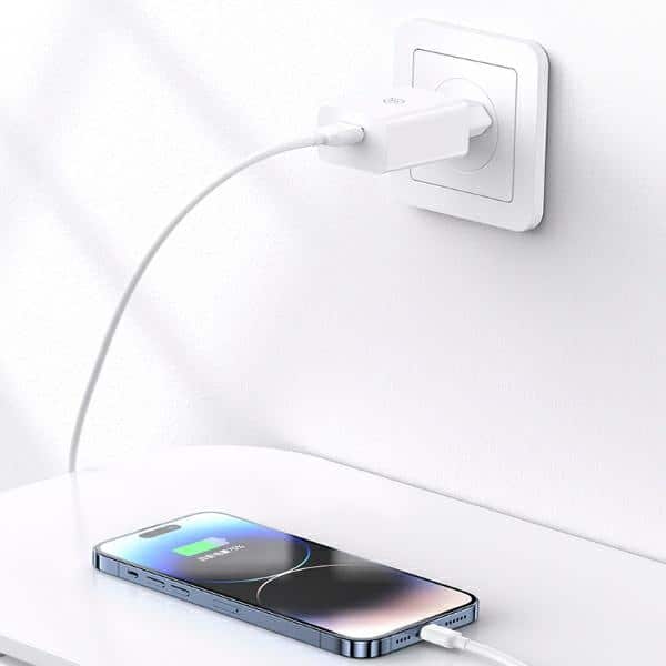 USAMS Φορτιστής δικτύου 18W + καλώδιο Lightning/USB-A Γρήγορης Φόρτισης λευκό - Image 4
