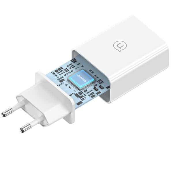 USAMS Φορτιστής δικτύου 18W + καλώδιο Lightning/USB-A Γρήγορης Φόρτισης λευκό - Image 6