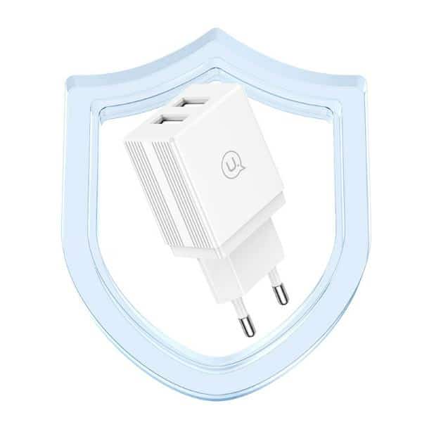 USAMS Φορτιστής δικτύου 2xUSB-A + καλώδιο USB-C/USB-A Γρήγορης Φόρτισης λευκός - Image 4