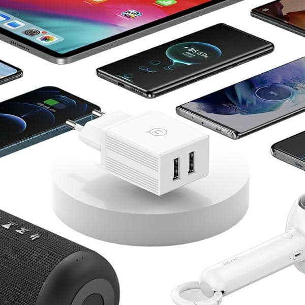 USAMS Φορτιστής δικτύου 2xUSB-A + καλώδιο USB-C/USB-A Γρήγορης Φόρτισης λευκός - Image 5