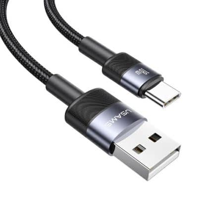 USAMS Καλώδιο USB σε USB-C 3A 1.2m Γρήγορη φόρτιση ατσάλινο/οξειδωμένο