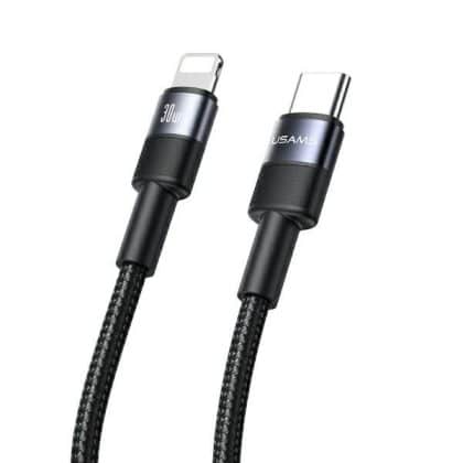 USAMS Καλώδιο USB-C σε Lightning 30W 1,2m μαύρο