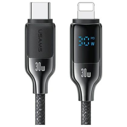 USAMS Καλώδιο USB-C σε Lightning 30W 1,2m Ψηφιακή Οθόνη Ζαφείρι Γρήγορης Φόρτισης Δεδομένων HX Series SJ741USB01 (US-SJ741)