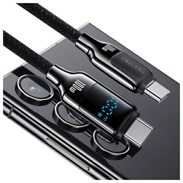 USAMS Καλώδιο USB-C σε USB-C 100W 1,2m Ψηφιακή Οθόνη Ζαφείρι Γρήγορης Φόρτισης Δεδομένων HX Series SJ742USB01 (US-SJ742) - Image 2