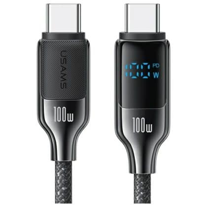 USAMS Καλώδιο USB-C σε USB-C 100W 1,2m Ψηφιακή Οθόνη Ζαφείρι Γρήγορης Φόρτισης Δεδομένων HX Series SJ742USB01 (US-SJ742)