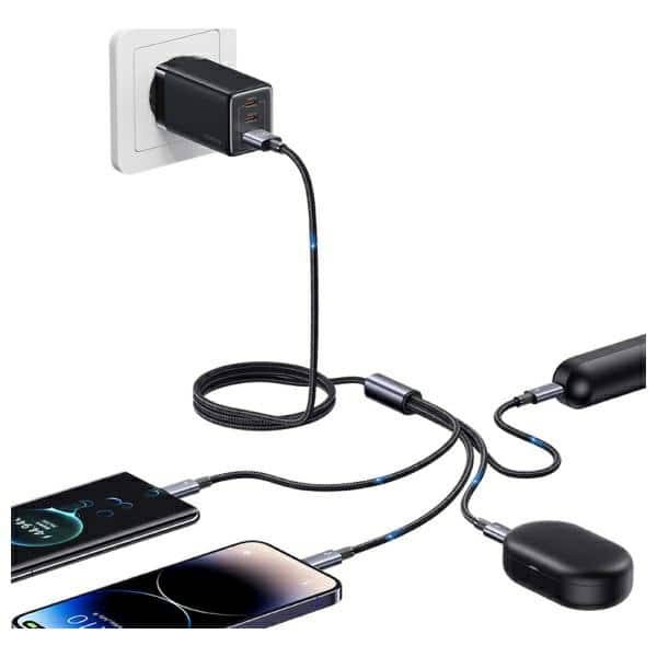 USAMS Καλώδιο 4w1 2xUSB-C/Lightning/MicroUSB 15W 1,2m Αλουμινίου Σειρά Sufeng SJ739USB101 (US-SJ739) - Image 5