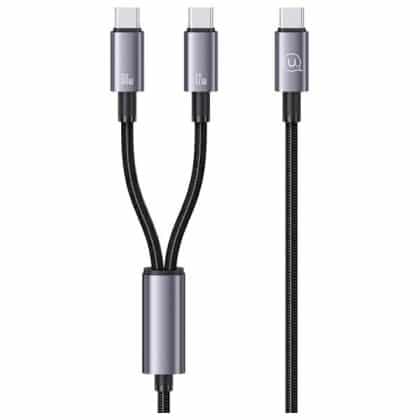 USAMS Καλώδιο 2w1 2xUSB-C 72W 1,2m Αλουμινίου Σειρά Sufeng SJ740USB101 (US-SJ740)