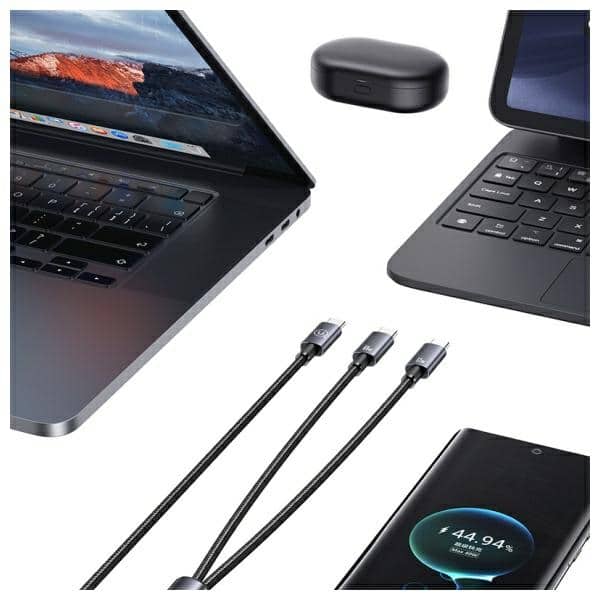 USAMS Καλώδιο 2w1 2xUSB-C 72W 1,2m Αλουμινίου Σειρά Sufeng SJ740USB101 (US-SJ740) - Image 2