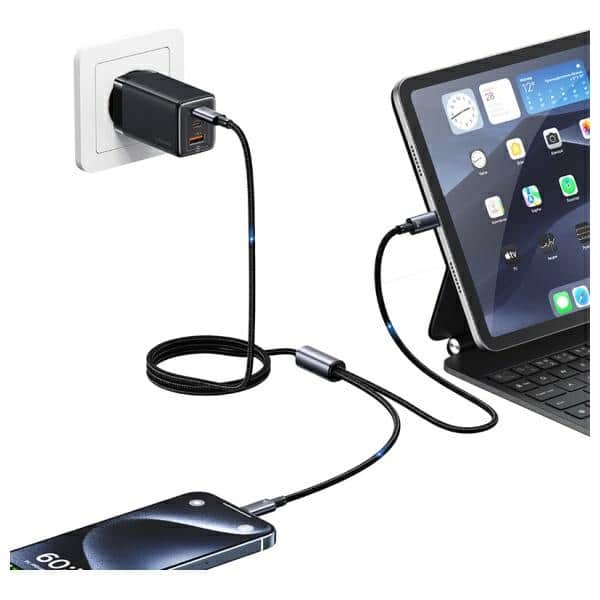 USAMS Καλώδιο 2w1 2xUSB-C 72W 1,2m Αλουμινίου Σειρά Sufeng SJ740USB101 (US-SJ740) - Image 3