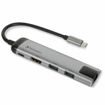 Verbatim αντάπτορας Hub USB-C - USB-C/ 2xUSB-A 3.0/HDMI/Ethernet αλουμινίου