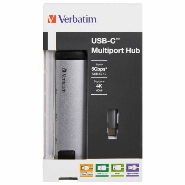 Verbatim αντάπτορας Hub USB-C - USB-C/ 2xUSB-A 3.0/HDMI/Ethernet αλουμινίου - Image 3