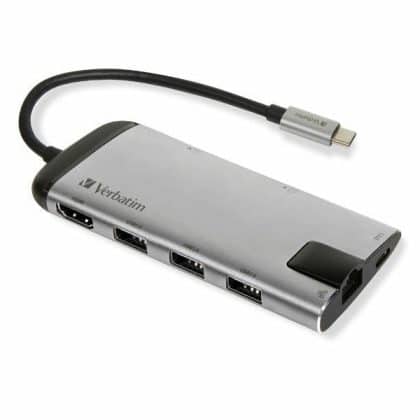 Verbatim αντάπτορας Hub USB-C - USB-C/ 3xUSB-A 3.0/HDMI/Eternet/SD/microSD αλουμινίου