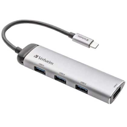 Verbatim αντάπτορας Hub USB-C - 4xUSB-A 3.2 αλουμινίου