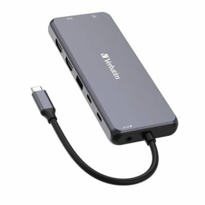 Verbatim αντάπτορας hub USB-C - 2xHDMI/VGA/Ethernet/5xUSB-A/Jack 3.5mm/2xUSB-C/SD/microSD αλουμινίου