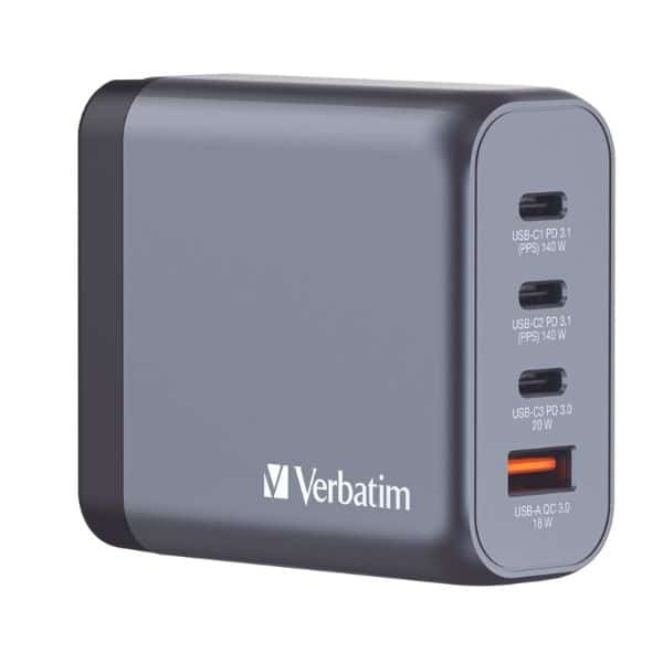 Verbatim Φορτιστής GaN 240W 3xUSB-C/USB-A + Αντάπτορας ΕΕ/ΗΒ/ΗΠΑ GNC-240 32205 - Image 2