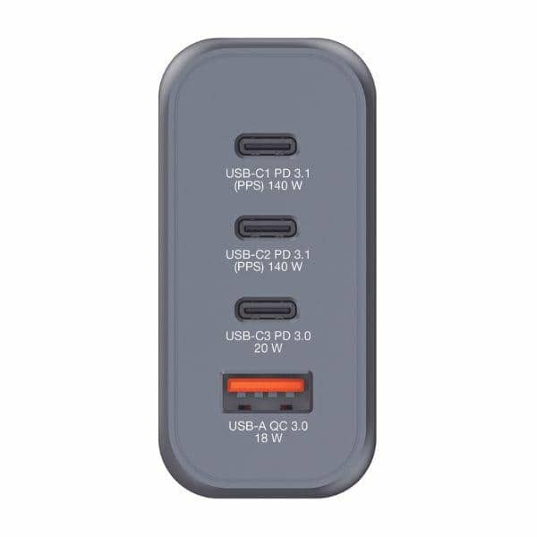 Verbatim Φορτιστής GaN 140W 3xUSB-C/USB-A + Αντάπτορας ΕΕ/ΗΒ/ΗΠΑ GNC-140 32203 - Image 3