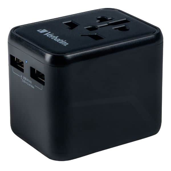 Verbatim αντάπτορας ταξιδιού EU/UK/US 2xUSB-A UTA-01 μαύρος - Image 5