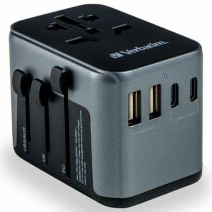 Verbatim αντάπτορας ταξιδιού EU/UK/US 2xUSB-A/2xUSB-C PD 30W UTA-03 μαύρος