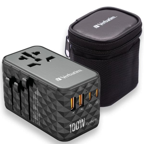 Verbatim αντάπτορας ταξιδιού EU/UK/US GaN 2xUSB-A/2xUSB-C PD 100W UTA-06 μαύρος - Image 3